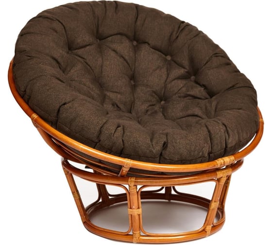 Кресло Tetchair "PAPASAN" 23/01 W, с подушкой, диаметр подушки 125 см, 115x101x104 см, Cognac (коньяк), ткань коричневый, 3М7-147 13731 1