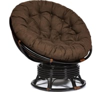 Кресло-качалка "PAPASAN" w 23/01 B, с подушкой, Antique brown (античный черно-коричневый), ткань коричневый, 3М7-147 13746