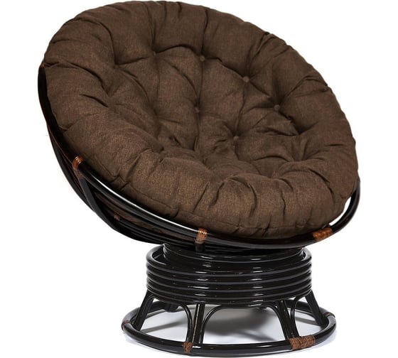 Кресло-качалка "PAPASAN" w 23/01 B, с подушкой, Antique brown (античный черно-коричневый), ткань коричневый, 3М7-147 13746