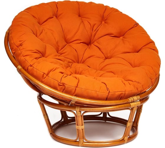 Кресло Tetchair "PAPASAN" 23/01 W, с подушкой, диаметр подушки 122 см, 115x101x104 см, Cognac (коньяк), ткань оранжевый, С 23 13735 1