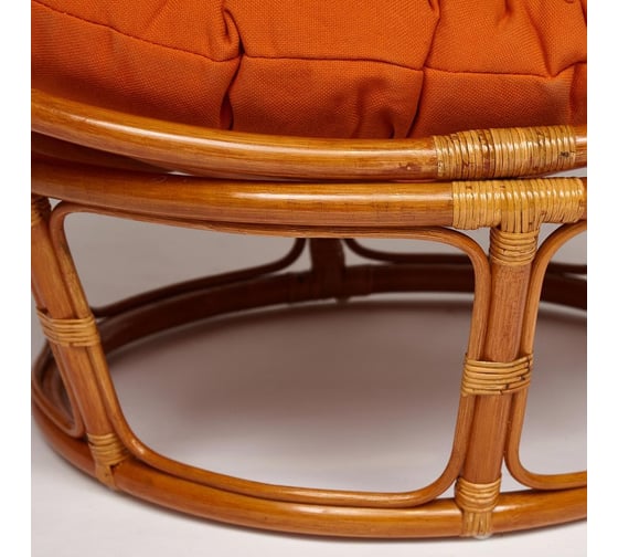 Кресло Tetchair "PAPASAN" 23/01 W, с подушкой, диаметр подушки 122 см, 115x101x104 см, Cognac (коньяк), ткань оранжевый, С 23 13735