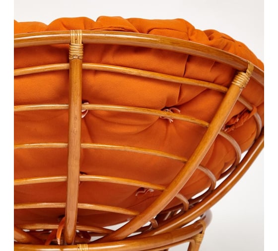 Кресло Tetchair "PAPASAN" 23/01 W, с подушкой, диаметр подушки 122 см, 115x101x104 см, Cognac (коньяк), ткань оранжевый, С 23 13735