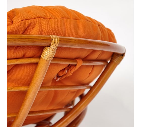 Кресло Tetchair "PAPASAN" 23/01 W, с подушкой, диаметр подушки 122 см, 115x101x104 см, Cognac (коньяк), ткань оранжевый, С 23 13735