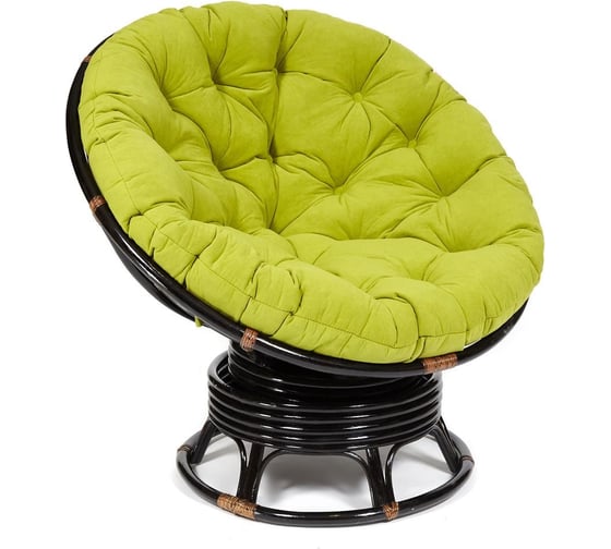 Кресло-качалка Tetchair PAPASAN w 23/01 B / с подушкой / Antique brown (античный черно-коричневый), флок Олива, 23 13754