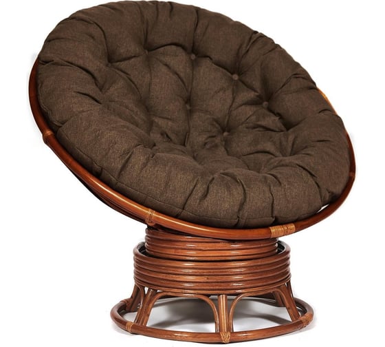 Кресло-качалка Tetchair "PAPASAN" w 23/01 B / с подушкой / Pecan (орех), ткань Коричневый, 3М7-147 13749