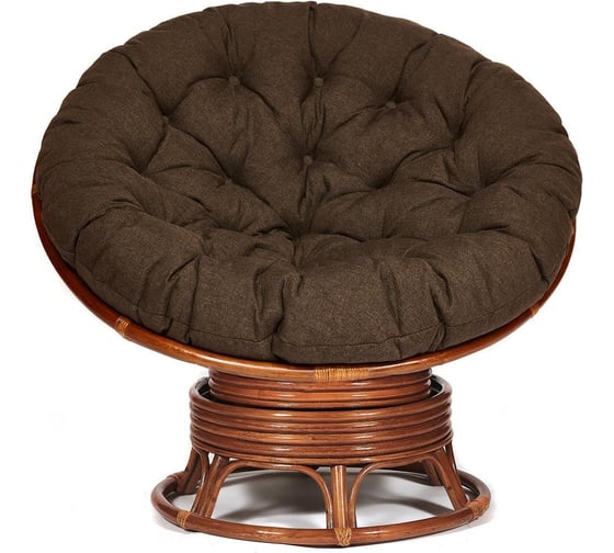 Кресло-качалка Tetchair "PAPASAN" w 23/01 B / с подушкой / Pecan (орех), ткань Коричневый, 3М7-147 13749