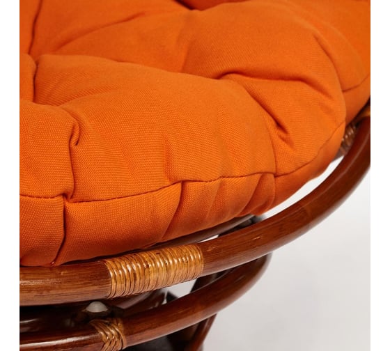 Кресло-качалка Tetchair "PAPASAN" w 23/01 B / с подушкой / Pecan (орех), ткань Оранжевый, С 23 13753