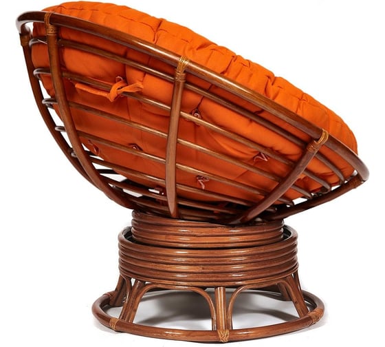 Кресло-качалка Tetchair "PAPASAN" w 23/01 B / с подушкой / Pecan (орех), ткань Оранжевый, С 23 13753