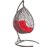 Подвесное кресло Лаура VALENCIA коричневый + каркас, подушка красная VLC-306