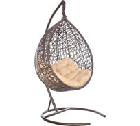 Подвесное кресло Лаура VALENCIA коричневый + каркас, подушка бежевая VLC-301