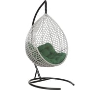Подвесное кресло-кокон Лаура Montblanc серый + каркас, подушка зелёная MONB 503