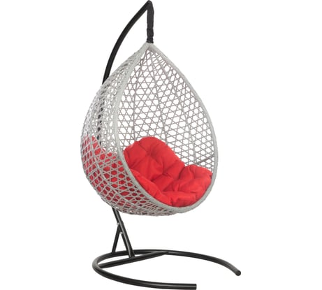 Подвесное кресло-кокон Лаура Montblanc серый + каркас, подушка красная MONB 506