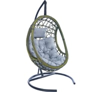 Подвесное кресло-кокон Лаура SAVIRA бамбук + каркас, подушка светло-серая SVR-503