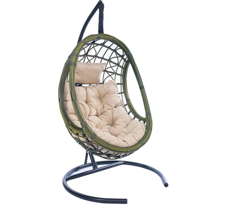 Подвесное кресло-кокон Лаура SAVIRA бамбук + каркас, подушка бежевая SVR-501