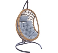 Подвесное кресло-кокон Лаура SAVIRA горячий шоколад + каркас, подушка светло-серая SVR-403