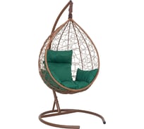 Подвесное кресло-кокон Лаура SEVILLA горячий шоколад + каркас, подушка зеленая SEV-1-403