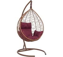 Подвесное кресло-кокон Лаура SEVILLA горячий шоколад + каркас, подушка бордовая SEV-1-404