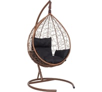 Подвесное кресло-кокон Лаура SEVILLA горячий шоколад + каркас, подушка черная SEV-1-405