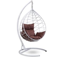 Подвесное кресло-кокон Лаура ALICANTE белый + каркас,подушка коричневая ALI 202