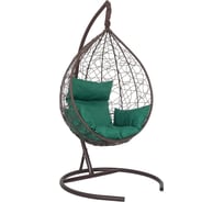 Подвесное кресло-кокон Лаура SEVILLA коричневый + каркас, подушка зеленая SEV-1-303