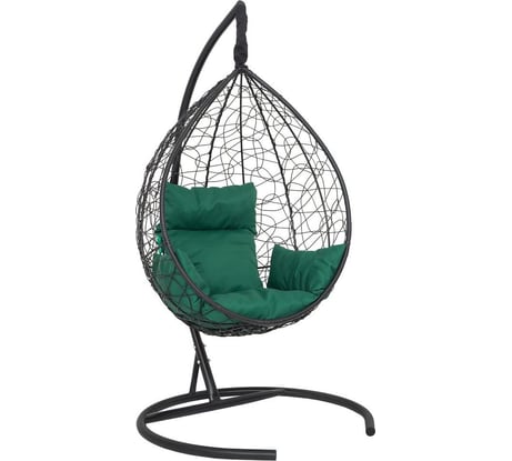 Подвесное кресло-кокон Лаура SEVILLA черный + каркас, подушка зеленая SEV-1-103