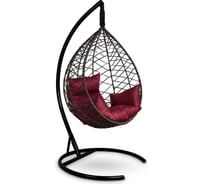 Подвесное кресло-кокон Лаура ALICANTE коричневый + коричневый каркас,подушка бордовая ALI 304