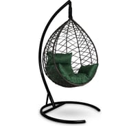 Подвесное кресло-кокон Лаура ALICANTE коричневый + коричневый каркас,подушка зеленая ALI 303