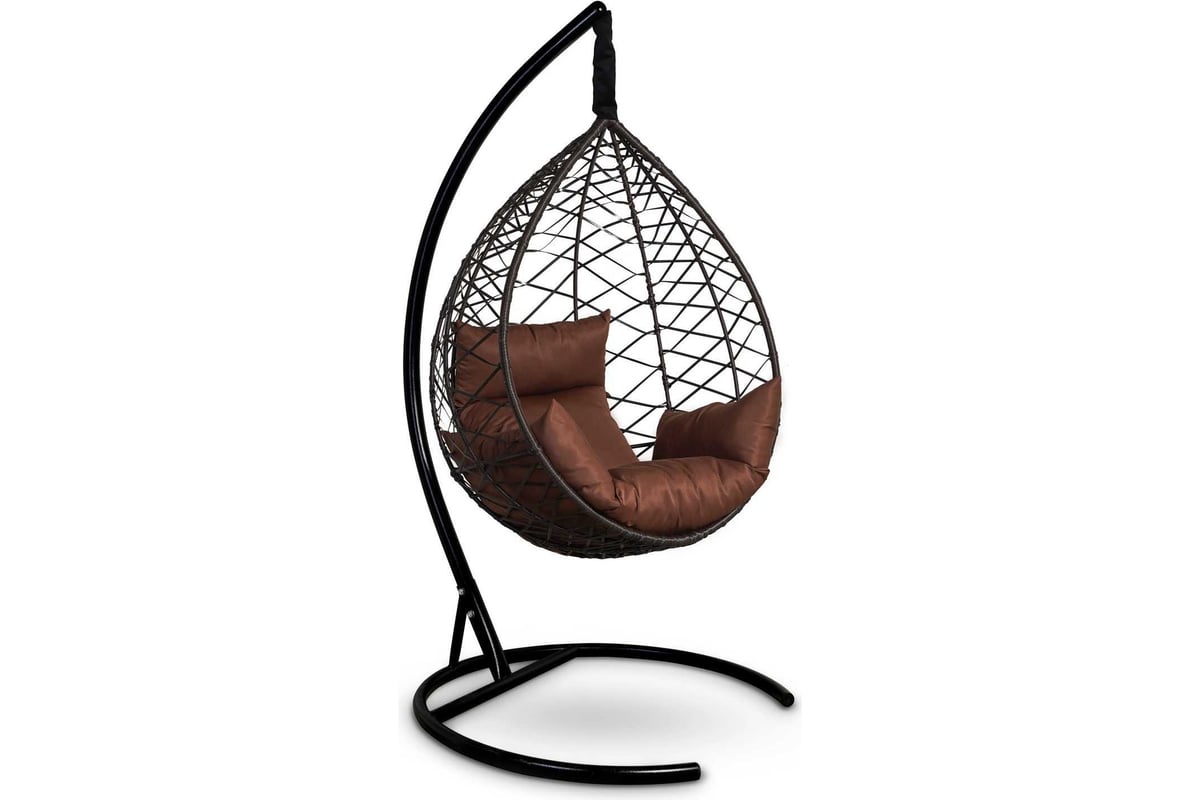 Подвесное кресло-кокон Лаура ALICANTE коричневый + коричневый каркас ...