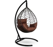 Подвесное кресло-кокон Лаура ALICANTE коричневый + коричневый каркас,подушка шоколадная ALI 302