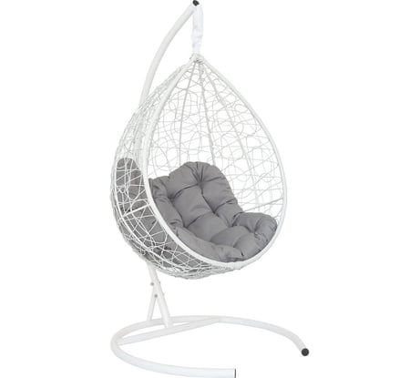 Подвесное кресло-кокон Лаура SEVILLA RELAX белый + каркас, подушка светло-серая SEV-5 211