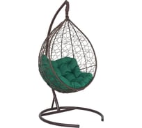Подвесное кресло-кокон Лаура SEVILLA RELAX коричневый + каркас, подушка зелёная SEV-5 303