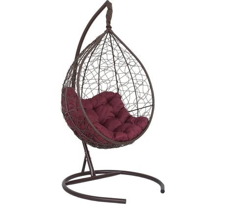 Подвесное кресло-кокон Лаура SEVILLA RELAX коричневый + каркас, подушка бордовая SEV-5 304