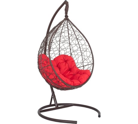 Подвесное кресло-кокон Лаура SEVILLA RELAX коричневый + каркас, подушка красная SEV-5 306