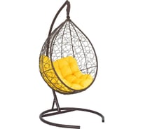 Подвесное кресло-кокон Лаура SEVILLA RELAX коричневый + каркас, подушка жёлтая SEV-5 308