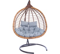 Подвесное кресло-кокон Лаура HASTA горячий шоколад +каркас, подушка светло-серая HST-407