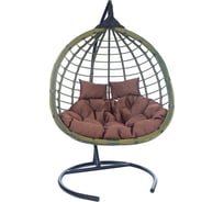 Подвесное двухместное кресло-кокон Лаура HASTA бамбук + каркас, подушка коричневая HST-501