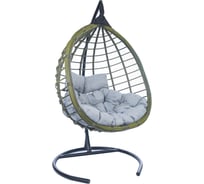 Подвесное двухместное кресло-кокон Лаура HASTA бамбук + каркас, подушка светло-серая HST-503