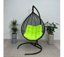 Подвесное кресло-кокон Лаура Montblanc коричневый + каркас, подушка салатовая MONB 309