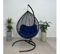 Подвесное кресло-кокон Лаура Montblanc коричневый + каркас, подушка синяя MONB 310