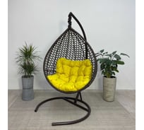 Подвесное кресло-кокон Лаура Montblanc коричневый + каркас, подушка жёлтая MONB 308