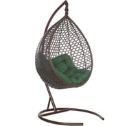 Подвесное кресло-кокон Лаура Montblanc коричневый + каркас, подушка зелёная MONB 303