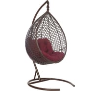 Подвесное кресло-кокон Лаура Montblanc коричневый + каркас, подушка бордовая MONB 304