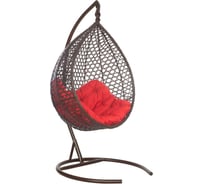 Подвесное кресло-кокон Лаура Montblanc коричневый + каркас, подушка красная MONB 306