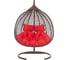 Подвесное двухместное кресло-кокон Лаура ФИДЖИ коричневый +каркас, подушка красная FID 306 1