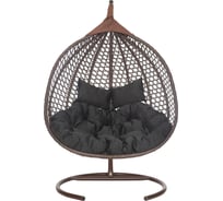 Подвесное двухместное кресло-кокон Лаура ФИДЖИ коричневый +каркас, подушка чёрная FID 305