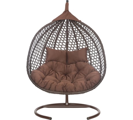 Подвесное двухместное кресло-кокон Лаура ФИДЖИ коричневый +каркас, подушка шоколадная FID 301