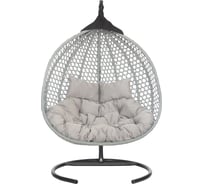Подвесное двухместное кресло-кокон Лаура ФИДЖИ серый + каркас, подушка светло-серый FID 507/1 №13