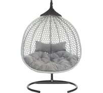 Подвесное двухместное кресло-кокон Лаура ФИДЖИ серый + каркас, подушка темно-серый FID 509