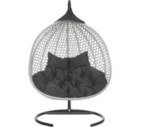 Подвесное двухместное кресло-кокон Лаура ФИДЖИ серый + каркас, подушка чёрная FID 505