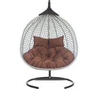 Подвесное двухместное кресло-кокон Лаура ФИДЖИ серый + каркас, подушка шоколадная FID 501